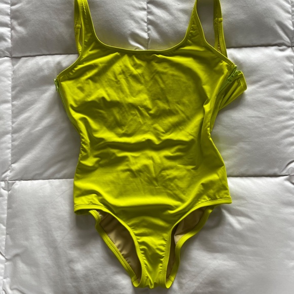 Classic J Crew One Piece Lime Green Swimsuit (with a twist) - Picture 2 of 5